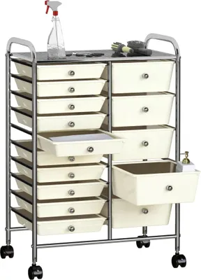 Immagine prodotto di Carrello Portaoggetti XXL con 15 Cassetti Bianco in Plastica