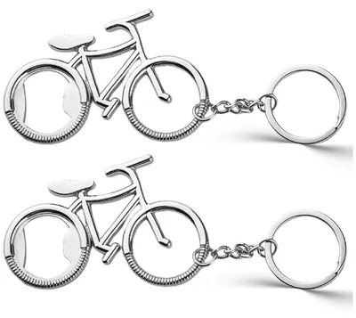 2 Fahrrad-Flaschenöffner Schlüsselanhänger, Zinklegierung, silber