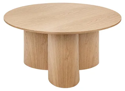 Produktbild von Runder Couchtisch in Holzoptik mit zylindrischem Gestell