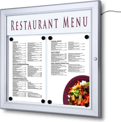 Produktbild von Showdown Speisekartenhalter LED Outdoor - 2x DIN A4 quer - Aluminium / Stahl - Silber