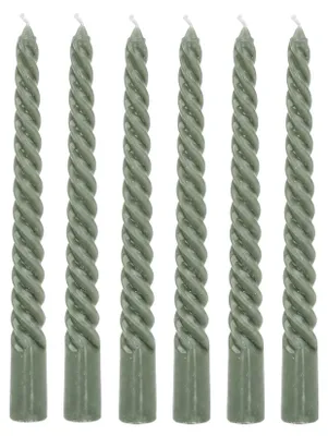 Produktbild von 6er Set Kerzen Grün Gedreht H20cm Stabkerzen Tafelkerzen Spiralkerzen Tischdeko