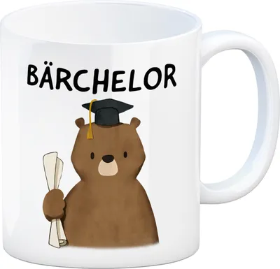 Produktbild von Bär mit Doktorhut Kaffeebecher mit Spruch Bärchelor