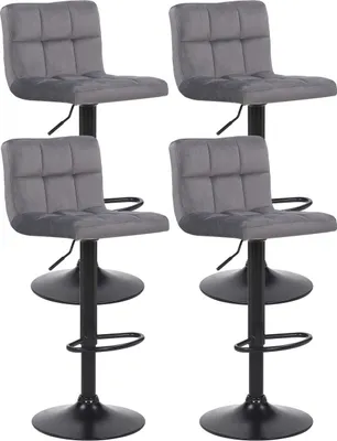 Produktbild von 4er Set Barhocker Feni Samt grau