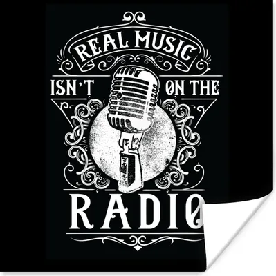 Produktbild von MuchoWow® Poster Mikrofon - Radio - Retro - Illustration 75x75 cm - Wand Dekoration