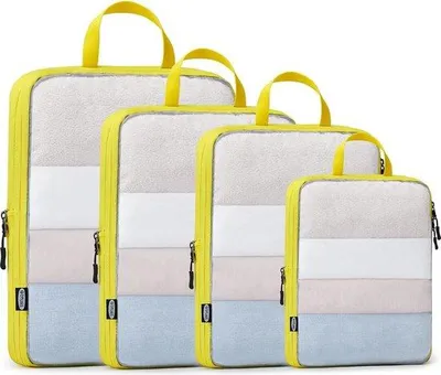 Produktbild von Famanu Aufbewahrungstaschen Set - Kompressionsreisekubussen - Gelb
