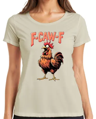 Produktbild von F CAW-F Lustiger Hahn Cartoon Bauernhof Geschenk Vintage Humor Damen T-Shirt, Natur, L