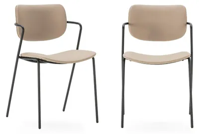 Image de CALICOSY - Lot de 2 chaises avec pieds en métal noir L49 cm - MAIKA