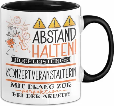 Produktbild von Konzertveranstalterin Tasse Geschenk Lustig Abstand Halten Hochleistungs-Konzertveranstalterin Mit Drang Zur Perfektion Bei Der Arbeit (Schwarz)