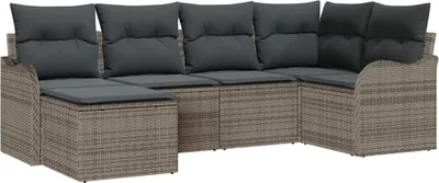 Obrázek produktu pro Sada zahradních pohovek s polštářem 6 pcs Šedá Poly ratan