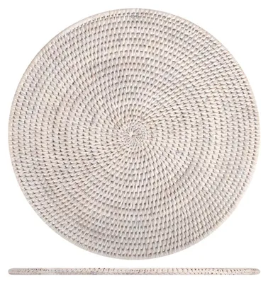 Produktbild von H&H rundes weißes Rattan-Tischset cm 36