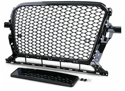 Kühlergrill Sportgrill Waben Schwarz Glanz + PDC Halter für Audi Q5 8R 2012-2016 – Produktansicht