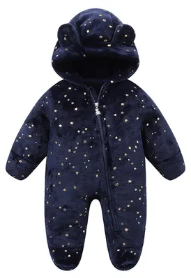 Imagen del producto de Mono de forro polar abrigado con capucha para bebés, para niños y niñas, de 0 a 12 meses