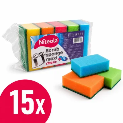 Obrázek produktu pro 15x Houbička na nádobí Niteola MAXI - 5ks
