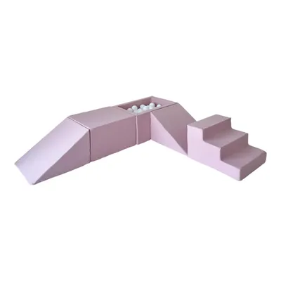 Produktbild von Monio for Kids - Puderrosa Schaumstoff-Set 5 Elemente Bällebad 100 Bälle abnehmbar waschbar Indoor Kinderspielplatz Kinderzimmer Spielplatz