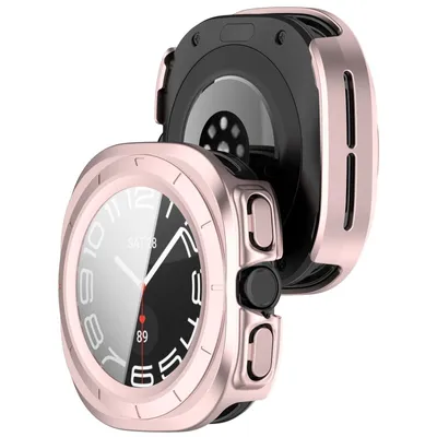 Produktbild von Etui ze szkłem do zegarka Bizon Case+Glass Watch do Galaxy Watch Ultra 47 mm, satynowo różowe