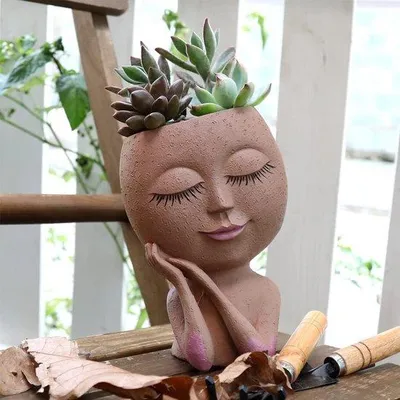 Produktbild von Famanu Blumentopf mit Gesicht - Braun