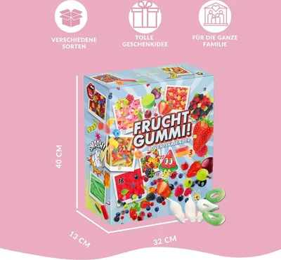Produktbild von BOXILAND® Fruchtgummi Adventskalender 2026 24 Sorten süß & sauer Naschbox