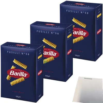 Produktbild von Barilla Pasta Fusilli N° 98 3er Pack (3x500g Packung) + usy Block