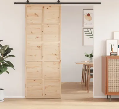Zdjęcie produktu dla vidaXL Drzwi do stodoły 80x208 cm z litego drewna sosnowego