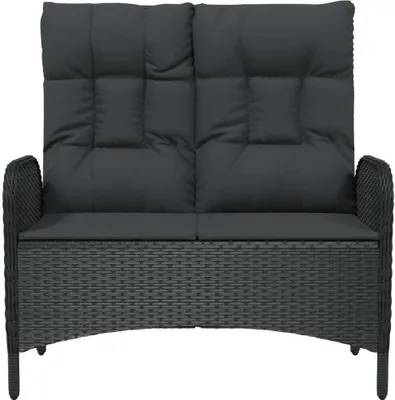 Obrázok produktu pre vidaXL Záhradná lavica s funkciou polohovania a vankúšom 107 cm Poly ratan čierna