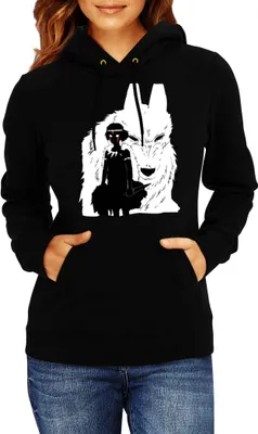 Produktbild von Damen Kapuzenpullover Japan Manga Anime Comics Princess Mononoke, Lady XL / Schwarz