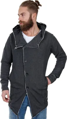 Produktbild von Red Bridge Herren Oversized Button Sweatshirt Pullover Long Hoodie anthrazit S