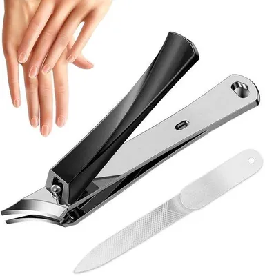 Image de Coupe-ongles ergonomique Unyqoos® avec lame en acier inoxydable large – précis pour les ongles épais et incarnés, poignée antidérapante, lime intégrée