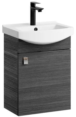 Produktbild von Planetmöbel Badmöbel Set Waschtisch mit Unterschrank 45 cm Anthrazit mit Armatur Schwarz