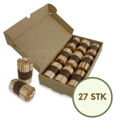 Produktbild von Floranica Feueranzünder 27 Stück Anzündholz Umweltfreundlicher Anmachholz Anzünder aus Holz und Wachs Brenndauer 20 min Grill Firestarter Camping Ofen