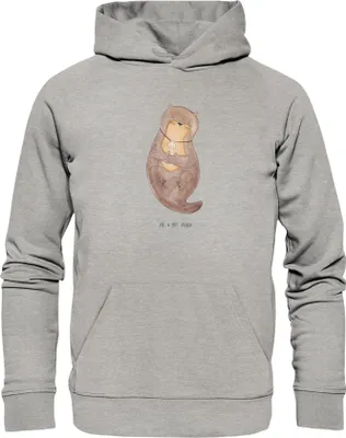Produktbild von Mr. & Mrs. Panda Bedruckter Hoodie Otter Muschel Größe XL - Heather Grey - Geschenk, Sweatshirt, Träumen, Kapuzenpullover, Kapuzenpulli, Süß, Pullover, Motivation