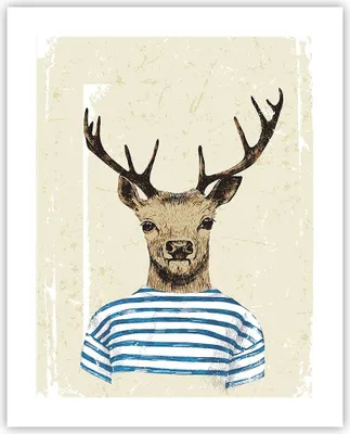 Produktbild von Poster - Poster ohne Rahmen - Hipster Anthropomorphismus Hirsch - 40x50 cm - Wand Bild - Wanddeko - Wandbilder - Kunstposter - Wandposter - Bilder - Kunstdruck - Wandbild - P2XPA40x50-4227