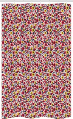 Produktbild von ABAKUHAUS Garten-Kunst Schmaler Duschvorhang, Blooming Botanik Blumen, Badezimmer Deko Set aus Stoff mit Haken, 120 x 180 cm, Mehrfarbig