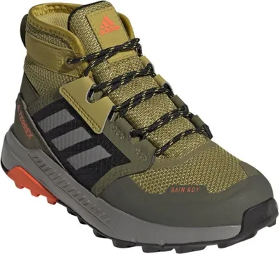 A single Adidas Terrex Trailmaker Mid Rrdy JR shoe is shown against a white background.