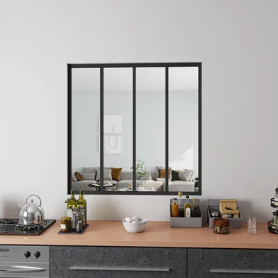 Produktbild von AICA Glaswand Ecklösung 123x108cm Glasfenster Innenfenster Zimmerfenster Schwarz