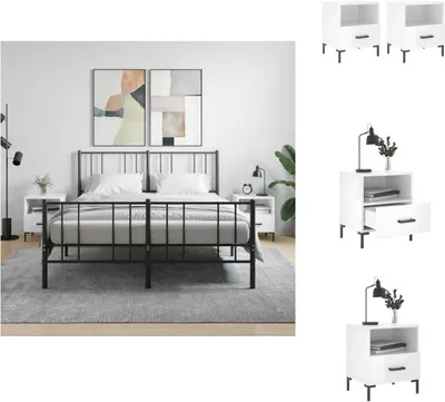 Zdjęcie produktu dla vidaXL Szafki nocne 2 szt. Biały wysoki połysk 40x35x47,5 cm materiał drewnopochodny - Stoliki nocne