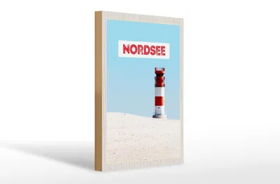 Produktbild von Holzschild Reise 20x30cm Nordsee Deutschland Meer Leuchtturm