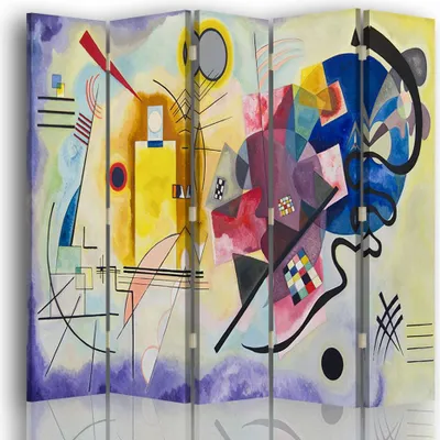 Produktbild von Paravent - Raumteiler Gelb, Rot und Blau - Wassily Kandinsky - Dekorativer Raumtrenner cm. 180x170 (5 x)