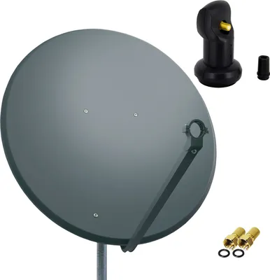 Produktbild von PremiumX SAT Anlage 100cm Antenne Stahl Anthrazit Single LNB 2x F-Stecker
