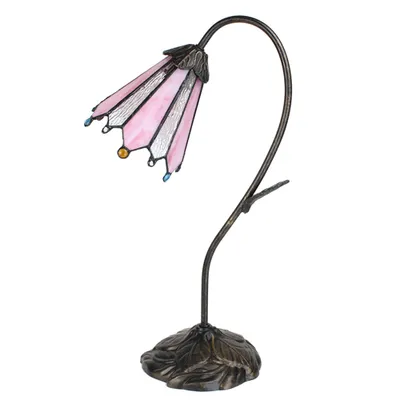 Zdjęcie produktu dla Lampa stołowa Clayre & Eef Tiffany 48 cm brązowo-różowy polyresin