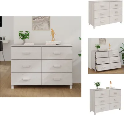 Produktbild von vidaXL Sideboard HAMAR Weiß 113x40x80 cm Massivholz Kiefer - Sideboards