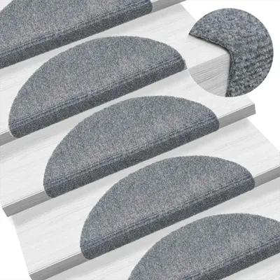 Image de Vidaxl Treppenmatten Selbstadhäsiv 10 ST 56x17x3 cm Nadel hellgrau