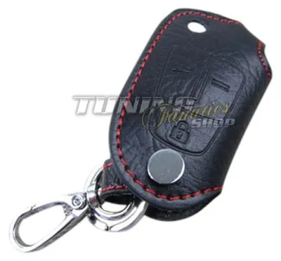 Productafbeelding van Sleutelhouder, sleutelhoes, vouwsleutel, sleutel, leer, rood, 3 knoppen, voor Opel