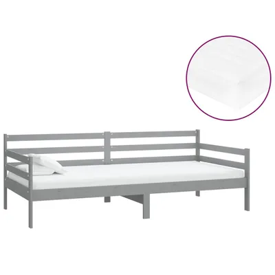 Obrázek produktu pro Denní postel s matrací 90 x 200 cm šedá masivní borové dřevo