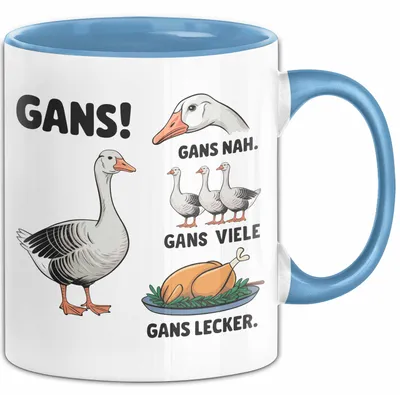 Produktbild von Gans Tier Gänse Bauer Tasse Becher Geschenk Lustige Geschenkidee Spruch Gänsearten (Blau)