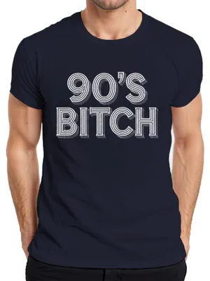 Zdjęcie produktu dla 90's Bitch – koszulka męska w stylu retro z lat 90., na urodziny, w kolorze granatowym, rozmiar S