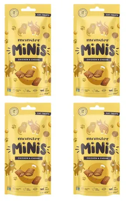 Zdjęcie produktu dla Monster Cat Treats Minis Chicken Cheese 4x60g Chrupiący Przysmak Dla Kota z Kurczakiem i Serem
