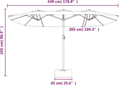 Obrázok produktu pre vidaXL Dvojitý slnečník s LED svetlami Taupe 449x265 cm