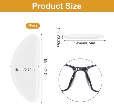 Nasenpads für Brillen - Rutschfest - 20 Paar - 1,0 mm - Sonnenbrillen - Geeignet für Brillen und Sonnenbrillen - Transparent
