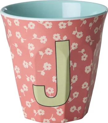 Produktbild von Rice Melamin Becher Medium Buchstaben Blumen J