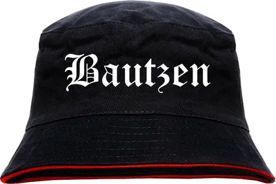 Produktbild von Bautzen Anglerhut - Altdeutsche Schrift - Schwarz-Roter Fischerhut L/XL SchwarzRot